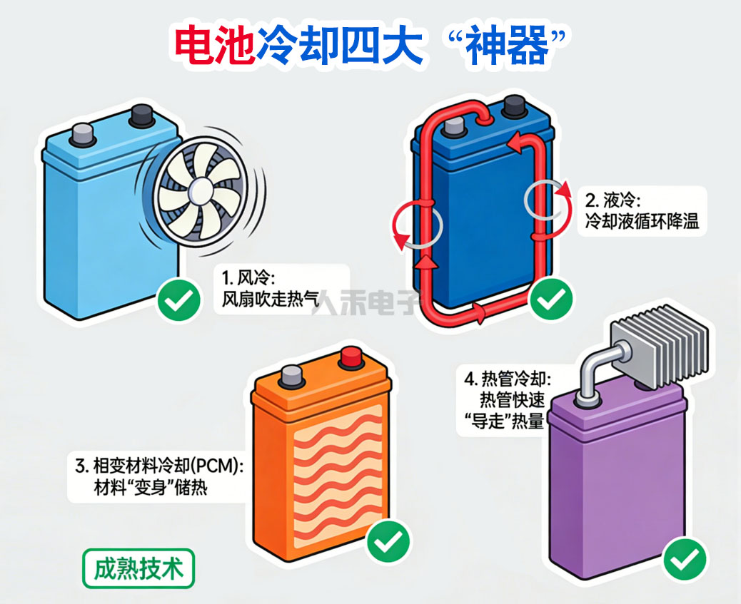 四大主流電池冷卻技術及其工程特性